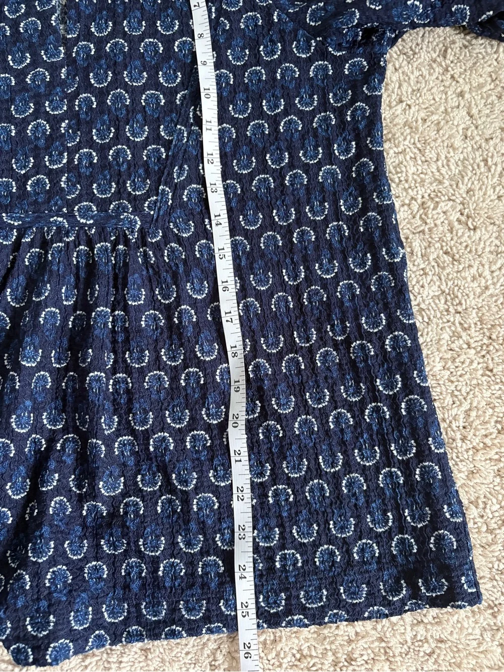 LOFT Small Navy Blue Patterned Women’s Peasant Top